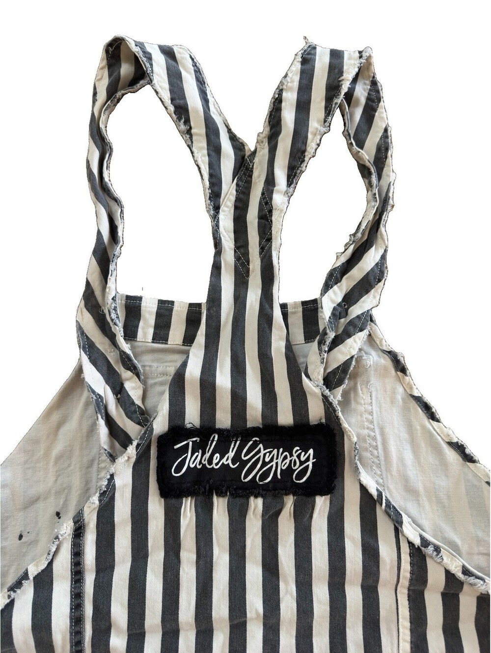 Jaded Gypsy Boho Distressed Patch Paint Splatter Overalls Adjustable Rare - Picture 8 of 16